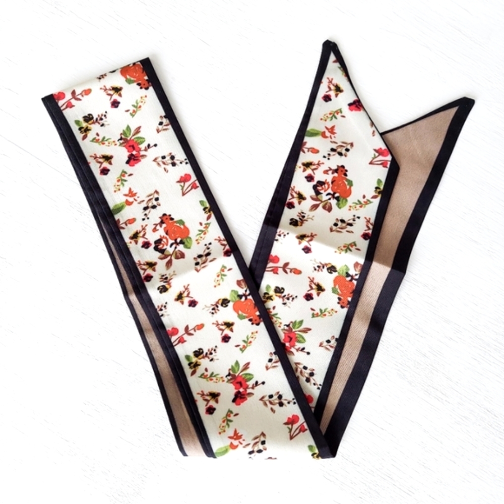Neutral & Floral Twilly Scarf